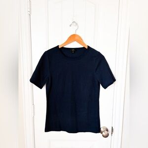 J.Crew Navy Waffle Knit Top Short Sleeve Size Medium